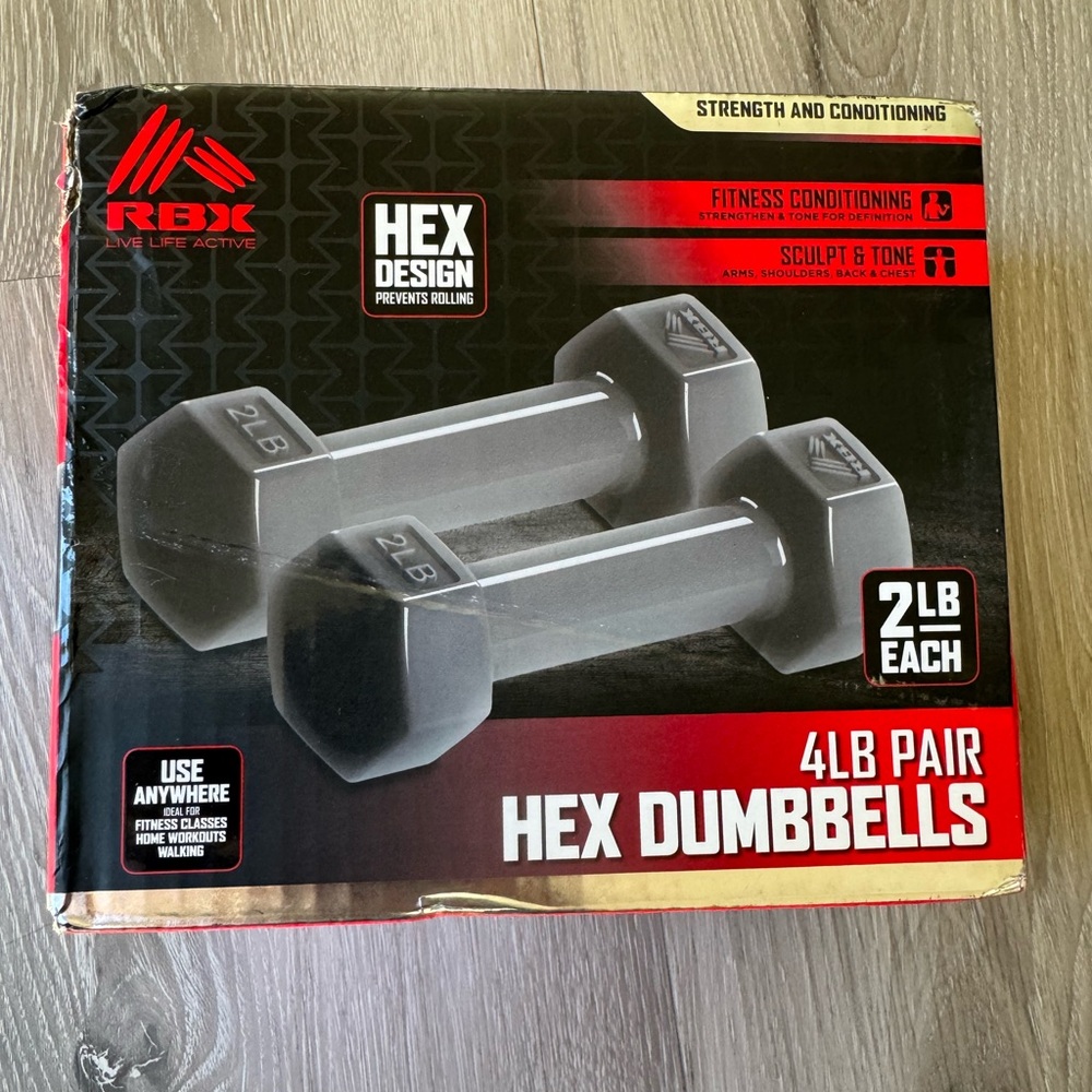 RBX live life active 4lb pair HEX dumbbells new